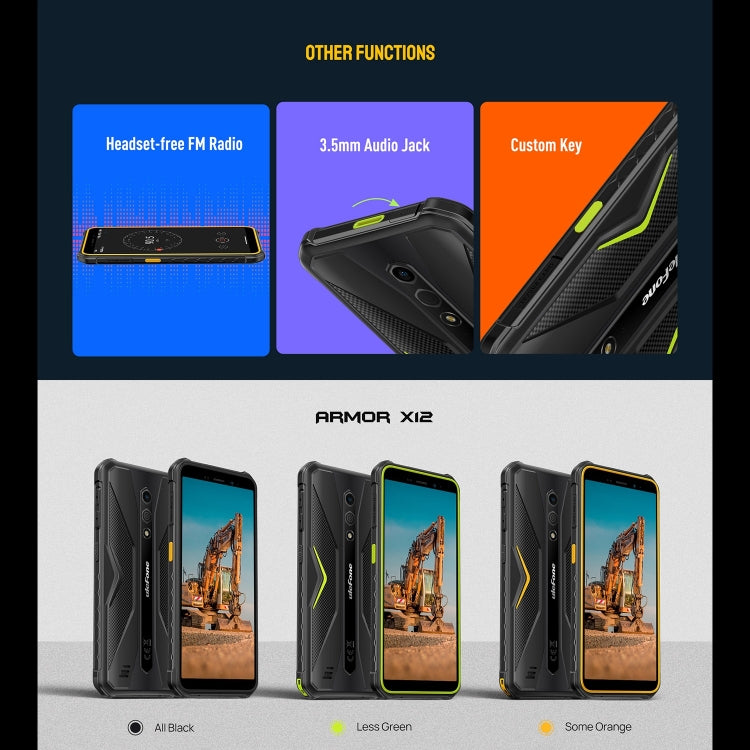 Ulefone Armor X12, Rugged Phone, Face Unlock, 5.45 inch Android 13 Go MediaTek Helio A22 Quad Core, Network: 4G, NFC, 3GB+32GB