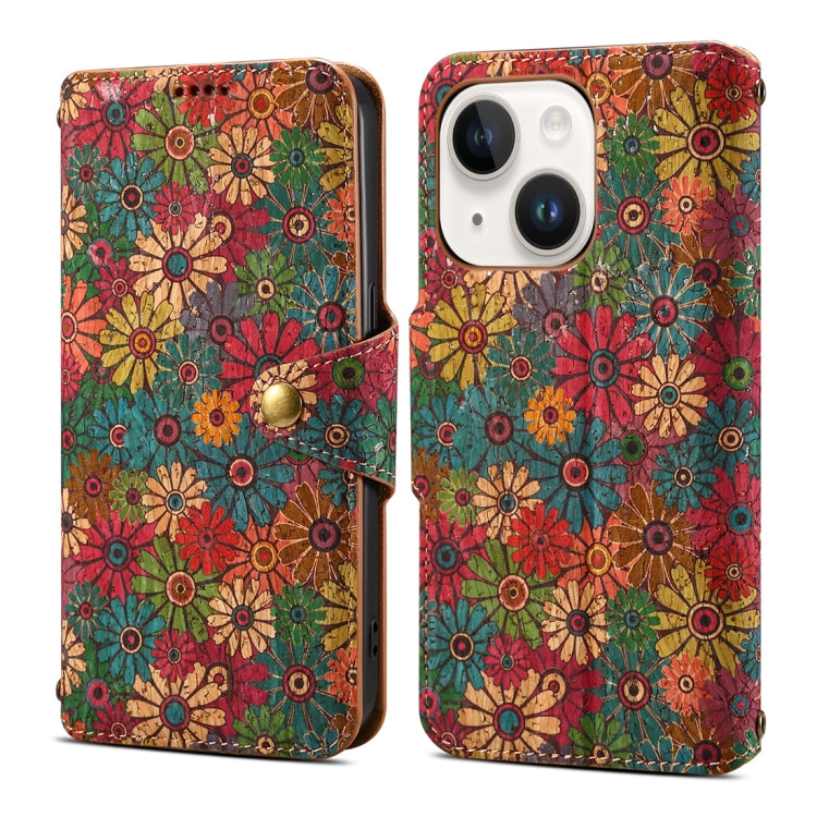 Denior Flower Language Series Cork Fabric Oil Edge Leather Phone Case, Series 3