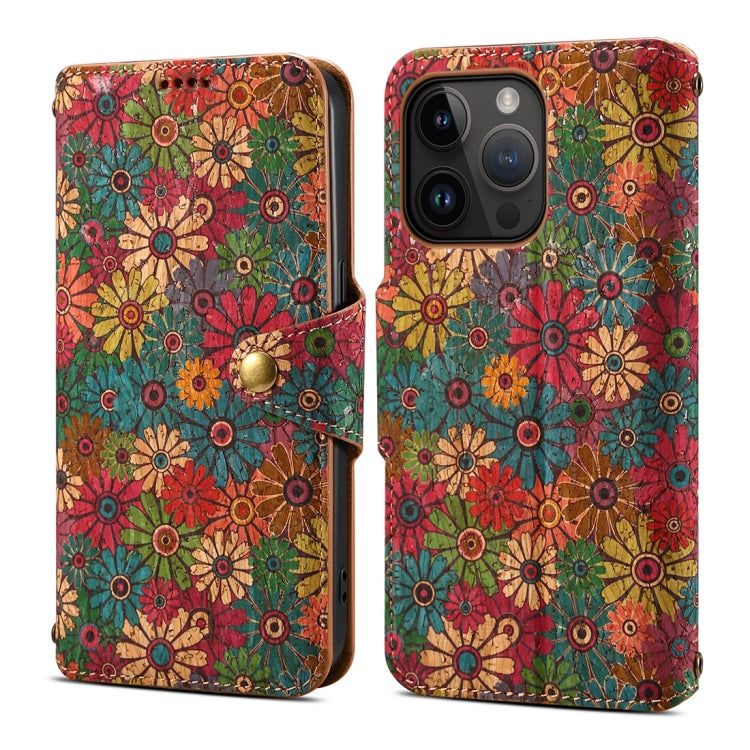 Denior Flower Language Series Cork Fabric Oil Edge Leather Phone Case, Series 3