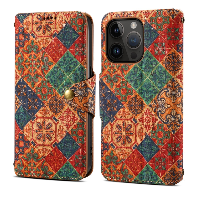 Denior Flower Language Series Cork Fabric Oil Edge Leather Phone Case, Series 3