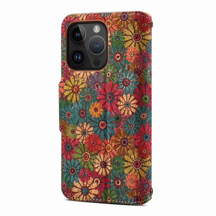 Denior Flower Language Series Cork Fabric Oil Edge Leather Phone Case, Series 3