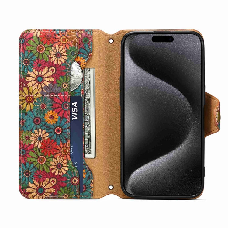 Denior Flower Language Series Cork Fabric Oil Edge Leather Phone Case, Series 3