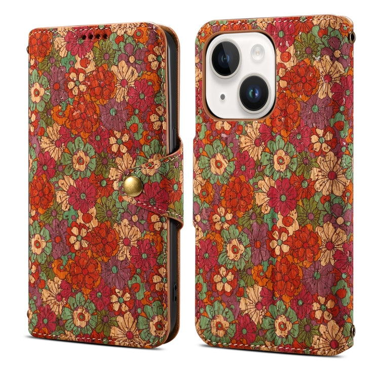 Denior Flower Language Series Cork Fabric Oil Edge Leather Phone Case, Series 3