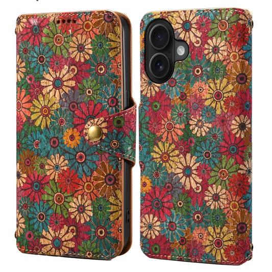 Denior Flower Language Series Cork Fabric Oil Edge Leather Phone Case, Series 2