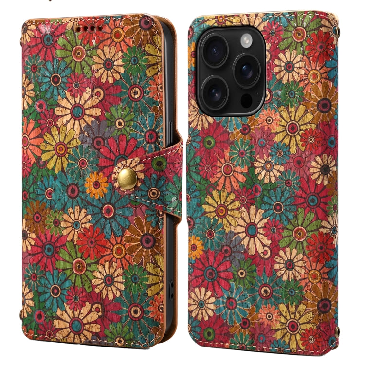 Denior Flower Language Series Cork Fabric Oil Edge Leather Phone Case, Series 3