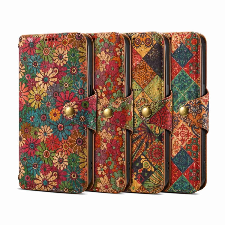 Denior Flower Language Series Cork Fabric Oil Edge Leather Phone Case, Series 3