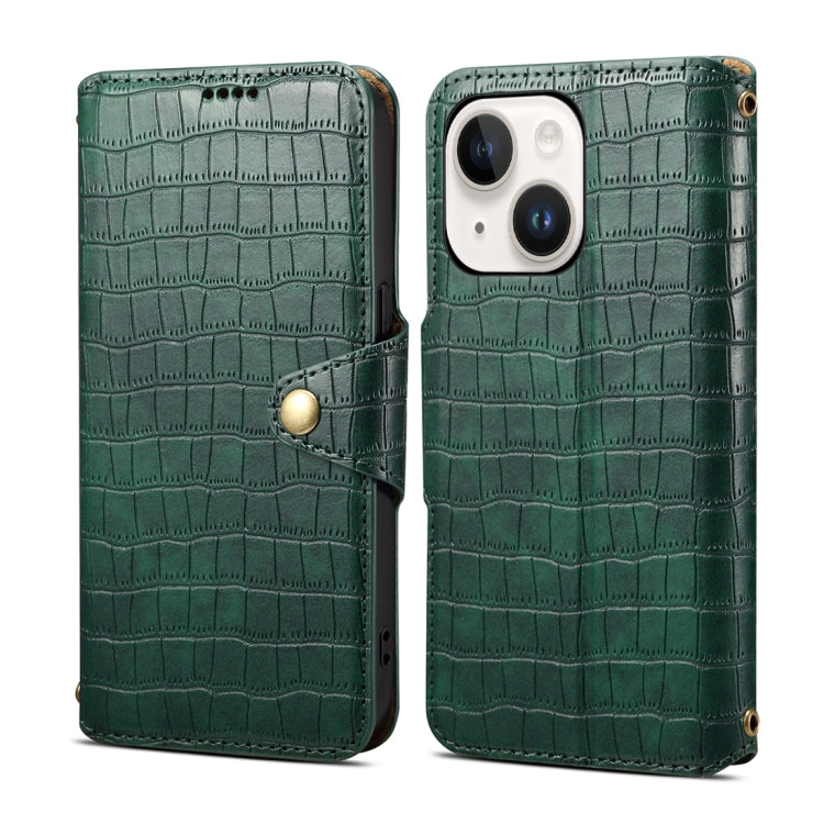 Denior Crocodile Texture Oil Edge Leather Phone Case, Series 3