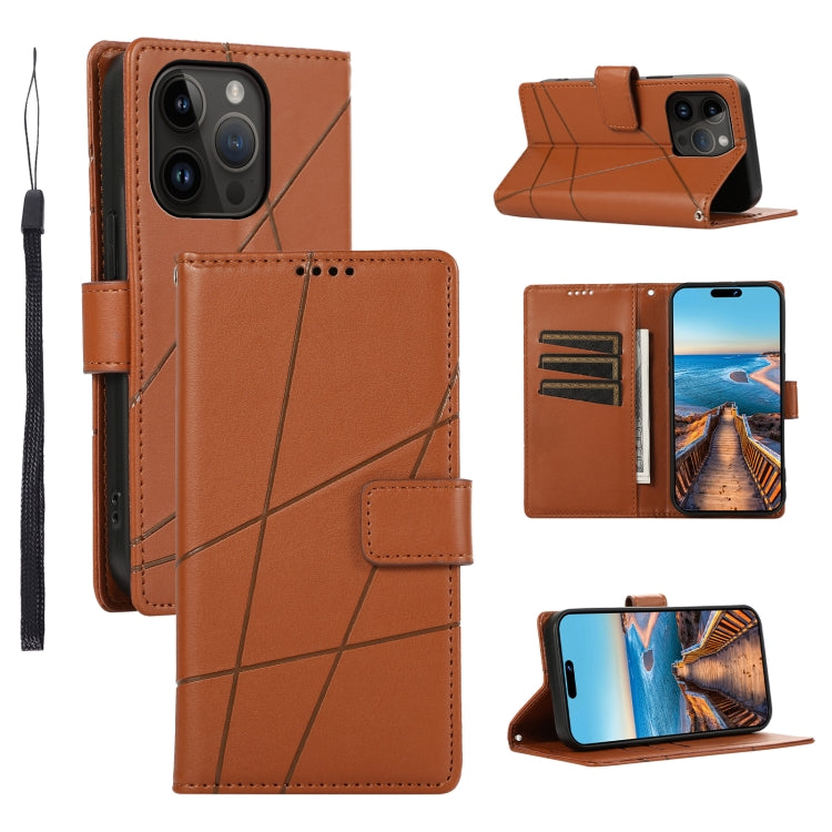 PU Genuine Leather Texture Embossed Line Phone Case, Series 5