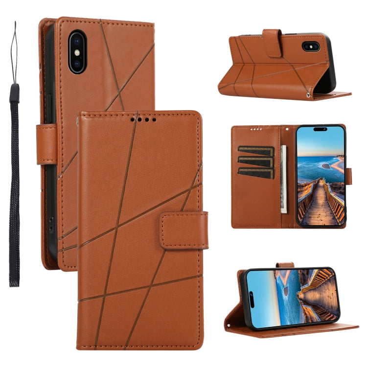 PU Genuine Leather Texture Embossed Line Phone Case, Series 4