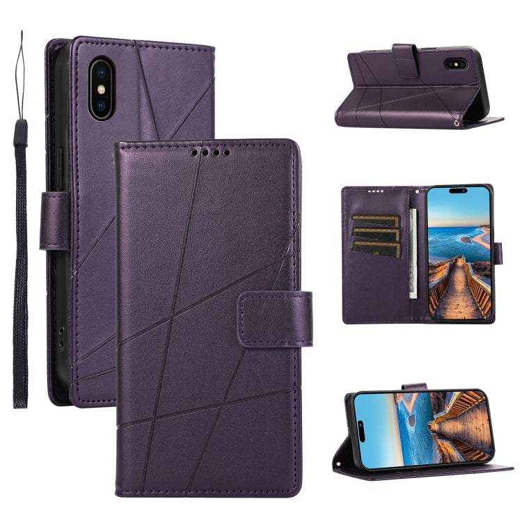 PU Genuine Leather Texture Embossed Line Phone Case, Series 4