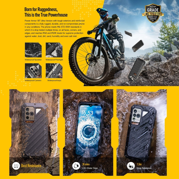 Ulefone Power Armor 18T Ultra Version 5G Thermal Imaging Rugged Phone, Side Fingerprint, 6.58 inch Android 13 MediaTek Dimensity 7050 Octa Core up to 2.6GHz, Network: 5G, NFC, OTG