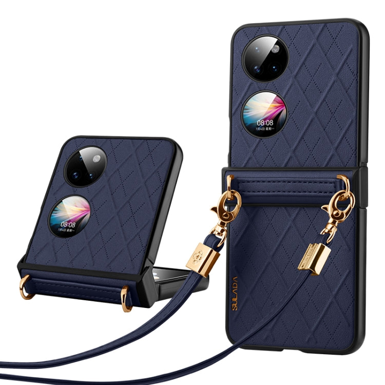 SULADA Elegant Rhombic Texture Folding Phone Case with Lanyard, For Huawei nova Flip, For Huawei P50 Pocket