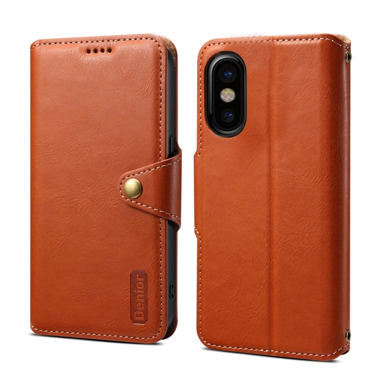 Denior Cowhide Texture Wallet Style Leather Phone Case, Series 3