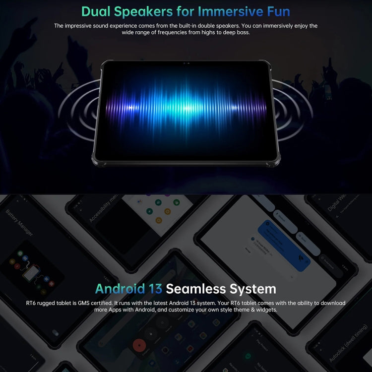 OUKITEL RT6 4G Network IP68/IP69K Rugged Tablet, 10.1 inch Android 13 MediaTek MT8788 Octa Core Support Dual SIM, EU Plug
