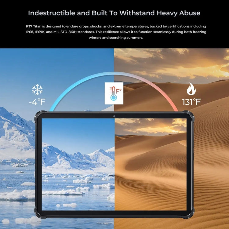 OUKITEL RT7 TITAN 4G Network IP68/IP69K Rugged Tablet, 10.1 inch Android 13 MediaTek MT8788 Octa Core Support Dual SIM, EU Plug, RT7 4G 8GB+256GB