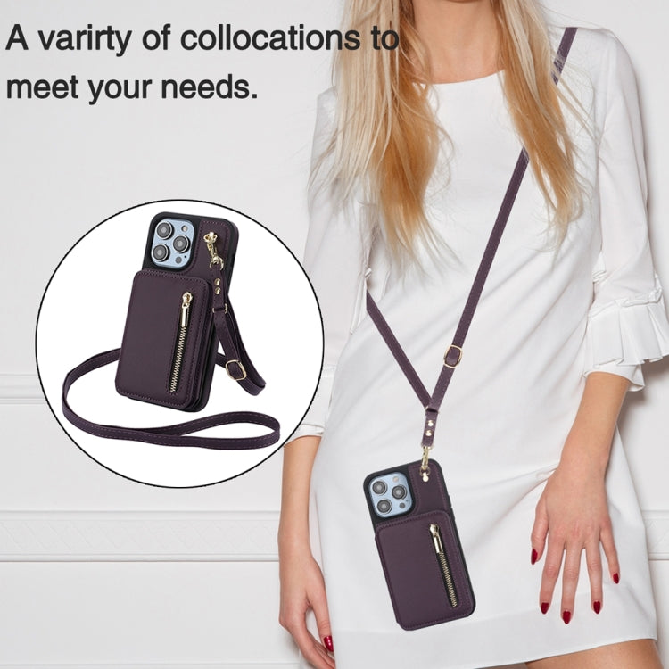 YM006 Skin Feel Zipper Card Bag Phone Case with Dual Lanyard, Series 3