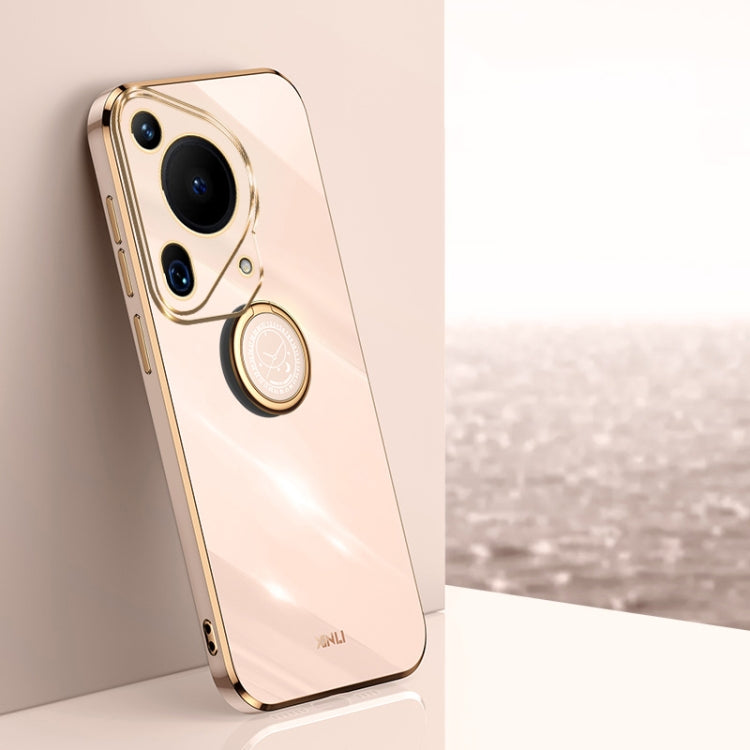 XINLI Straight 6D Plating Gold Edge TPU Shockproof Case with Ring Holder, For Huawei Nova 13 Pro, For Huawei Pura 70 Ultra, For Huawei Nova 12 SE, For Huawei Pura 70 Pro / Pura 70 Pro+