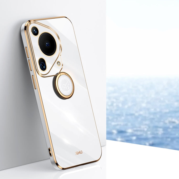 XINLI Straight 6D Plating Gold Edge TPU Shockproof Case with Ring Holder, For Huawei Nova 13 Pro, For Huawei Pura 70 Ultra, For Huawei Nova 12 SE, For Huawei Pura 70 Pro / Pura 70 Pro+