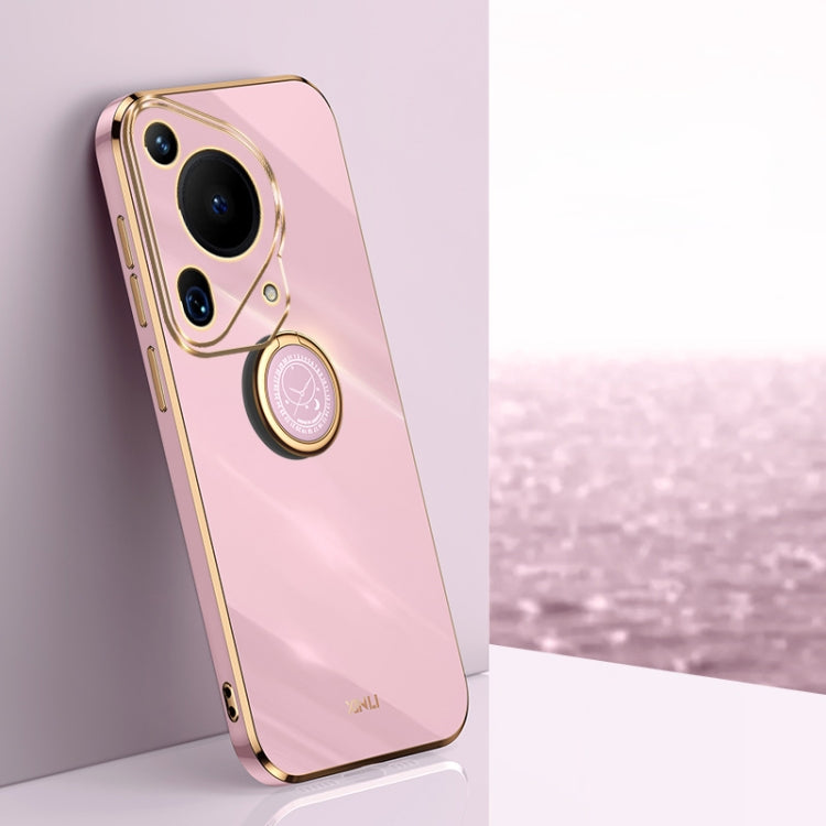 XINLI Straight 6D Plating Gold Edge TPU Shockproof Case with Ring Holder, For Huawei Nova 13 Pro, For Huawei Pura 70 Ultra, For Huawei Nova 12 SE, For Huawei Pura 70 Pro / Pura 70 Pro+