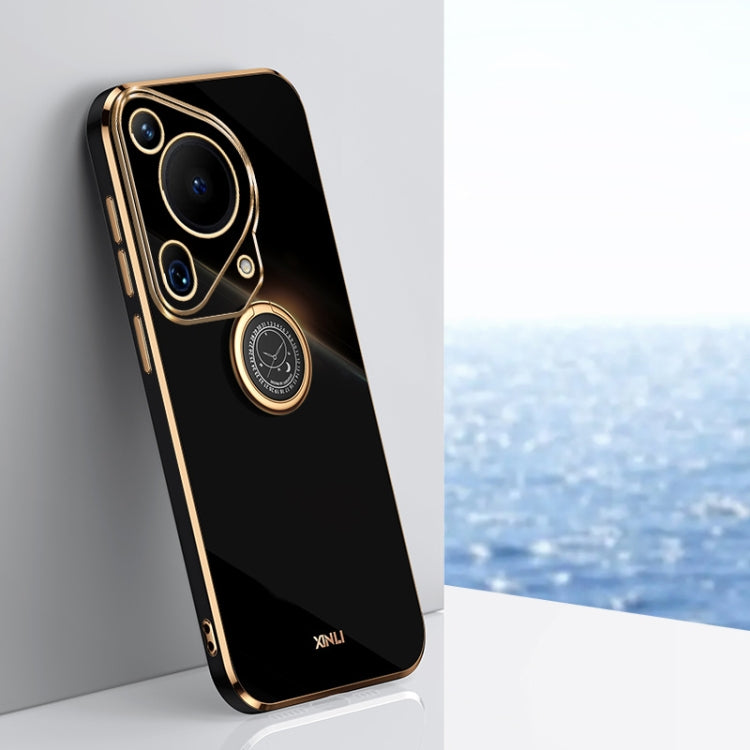 XINLI Straight 6D Plating Gold Edge TPU Shockproof Case with Ring Holder, For Huawei Nova 13 Pro, For Huawei Pura 70 Ultra, For Huawei Nova 12 SE, For Huawei Pura 70 Pro / Pura 70 Pro+