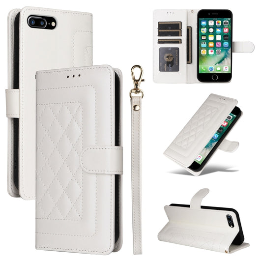 Diamond Lattice Leather Flip Phone Case, For iPhone 8 Plus / 7 Plus