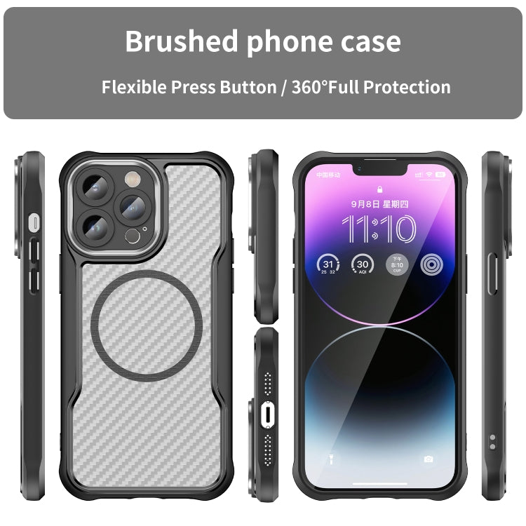 Carbon Fiber Texture MagSafe Translucent Phone Case, Series 3