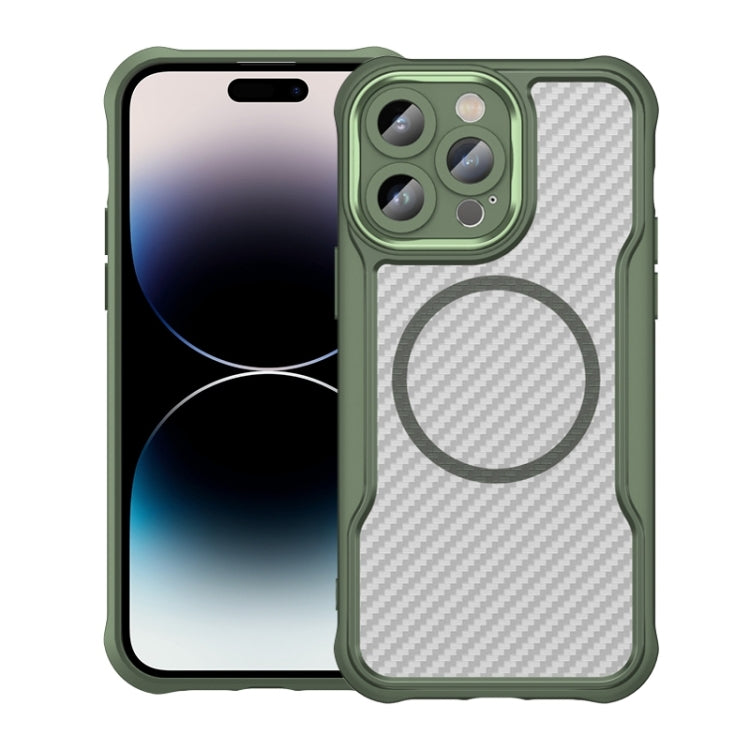 Carbon Fiber Texture MagSafe Translucent Phone Case, Series 3