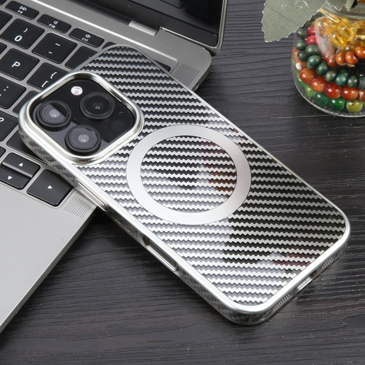 6D Plated Carbon Fiber Clear Magsafe PC Phone Case, For iPhone 16 Pro Max, For iPhone 16 Pro, For iPhone 16 Plus, For iPhone 16, For iPhone 15 Pro Max, For iPhone 15 Pro