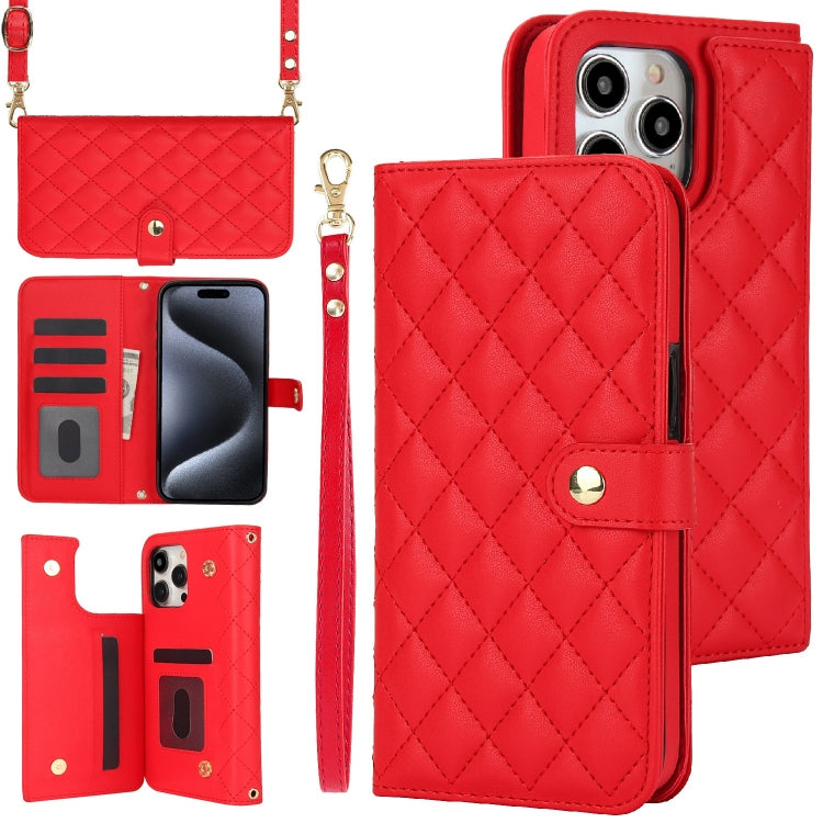 Crossbody Multifunction Rhombic Leather Phone Case, Series 5