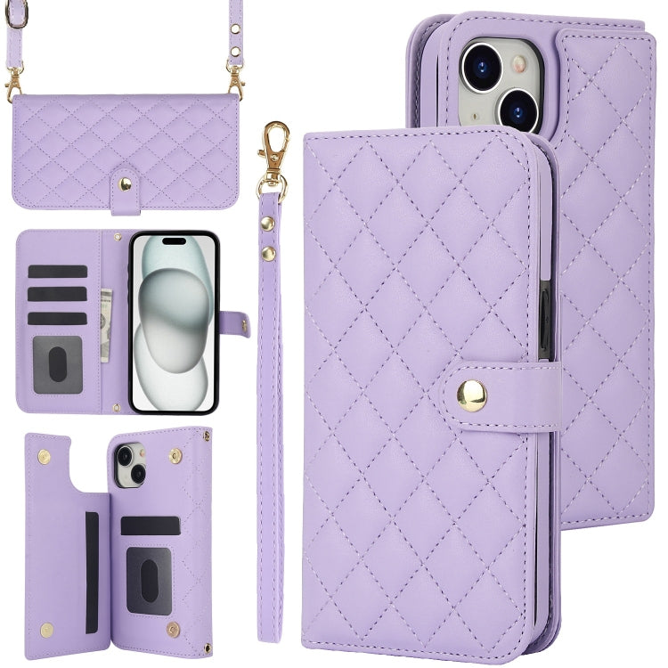 Crossbody Multifunction Rhombic Leather Phone Case, Series 6