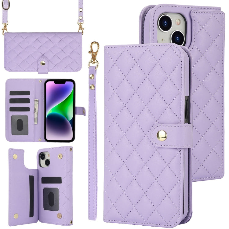 Crossbody Multifunction Rhombic Leather Phone Case, Series 7