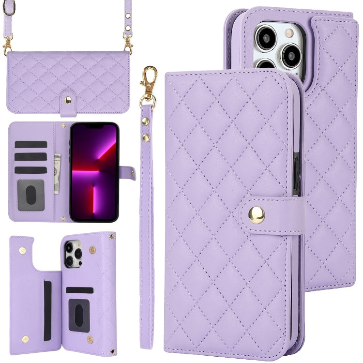 Crossbody Multifunction Rhombic Leather Phone Case, Series 3