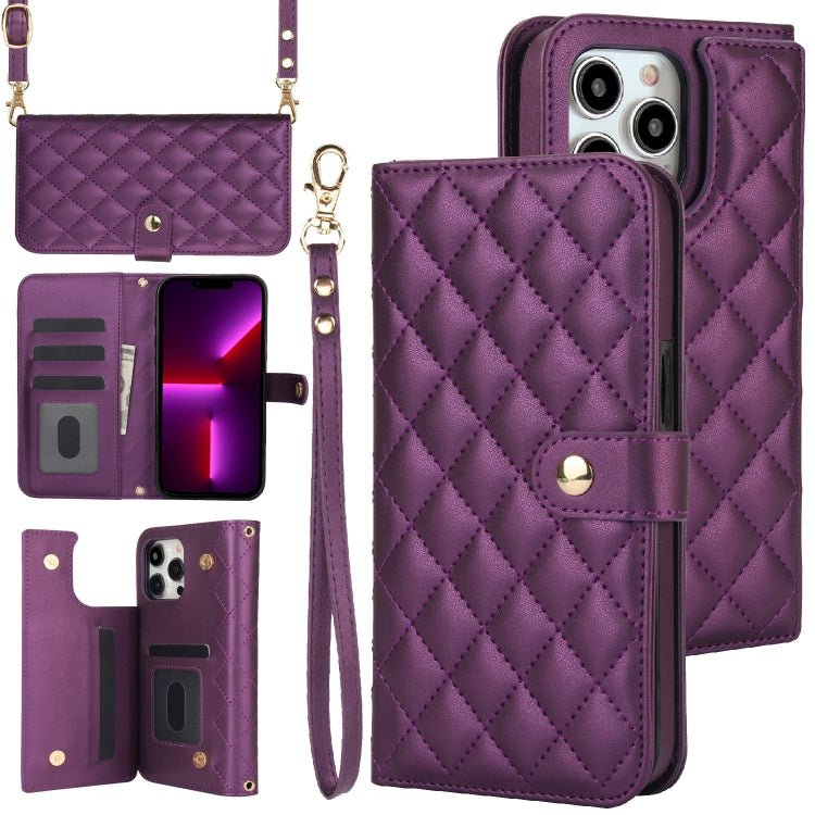 Crossbody Multifunction Rhombic Leather Phone Case, Series 1