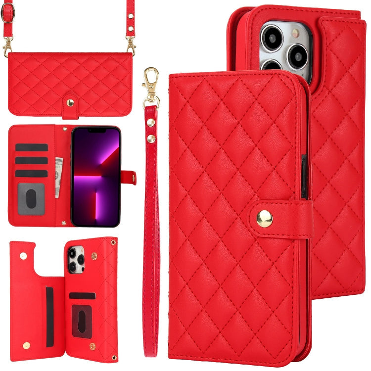 Crossbody Multifunction Rhombic Leather Phone Case, Series 4