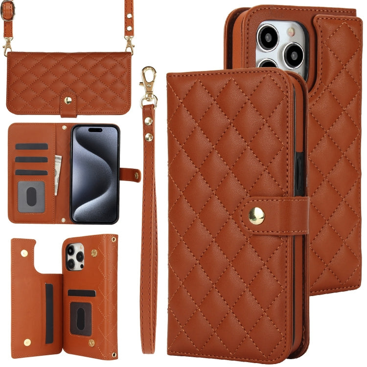 Crossbody Multifunction Rhombic Leather Phone Case, Series 4