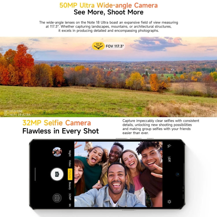 Ulefone Note 18 Ultra, Side Fingerprint, 6.78 inch Android 13 MediaTek Dimensity 720 5G MT6853 Octa Core 2.0GHz, NFC, Network: 5G, 6GB+256GB