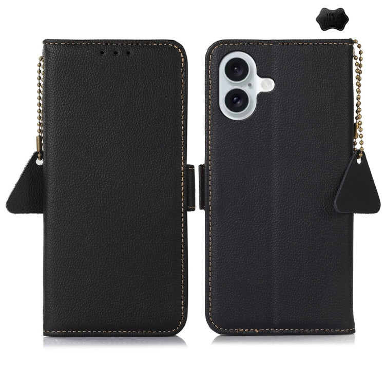 Side-Magnetic TJ Genuine Leather RFID Phone Case, For iPhone 16 Pro Max, For iPhone 16 Pro, For iPhone 16 Plus, For iPhone 16, For iPhone SE 2024