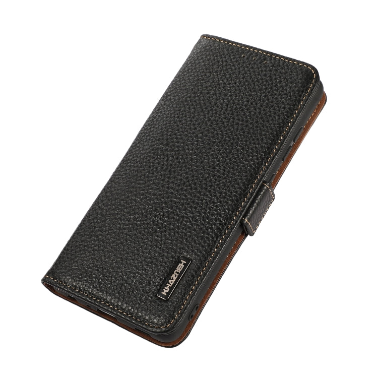 KHAZNEH Side-Magnetic Litchi Genuine Leather RFID Case