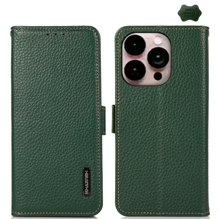 KHAZNEH Side-Magnetic Litchi Genuine Leather RFID Case