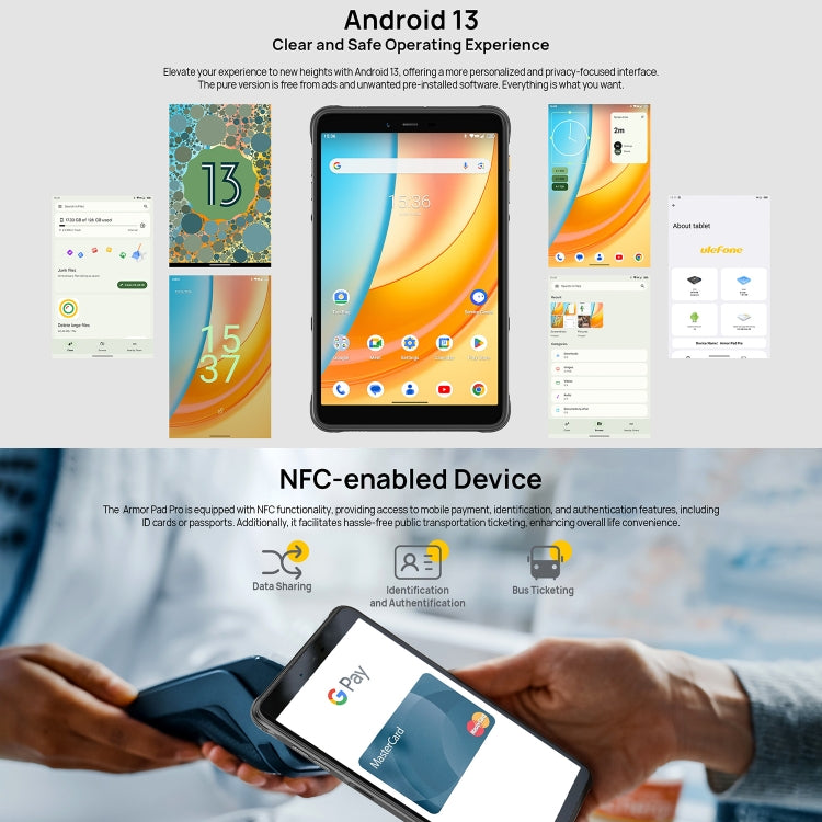 Ulefone Armor Pad Pro Rugged Tablet PC, 8 inch Android 13 MediaTek MT8788 Octa Core 4G Network, EU Plug