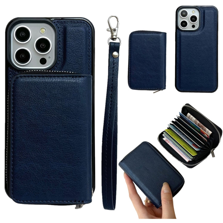 Solid Color Zipper 11-Card Slots Bag Phone Case with Lanyard, For iPhone 14 Pro, For iPhone 14 Pro Max, For iPhone 13 Pro Max, For iPhone 13 Pro, For iPhone 12 / 12 Pro, For iPhone 12 Pro Max