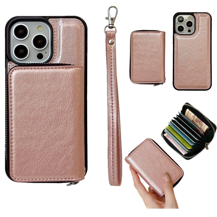 Solid Color Zipper 11-Card Slots Bag Phone Case with Lanyard, For iPhone 14 Pro, For iPhone 14 Pro Max, For iPhone 13 Pro Max, For iPhone 13 Pro, For iPhone 12 / 12 Pro, For iPhone 12 Pro Max