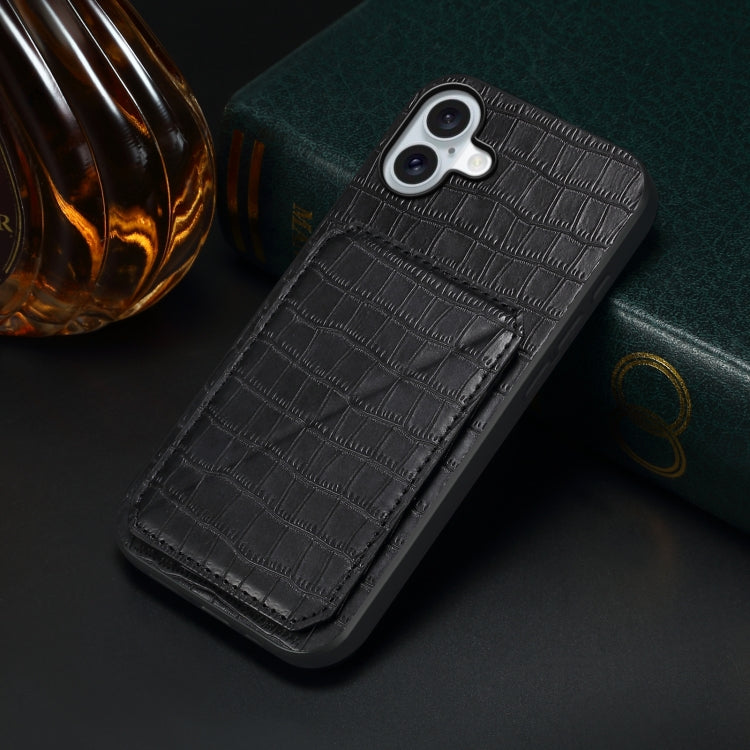 Imitation Crocodile Leather Back Phone Case with Holder