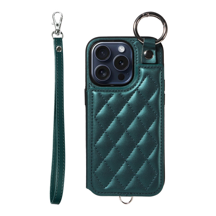 Rhombic Texture Card Bag Phone Case with Short Lanyard, Series 6