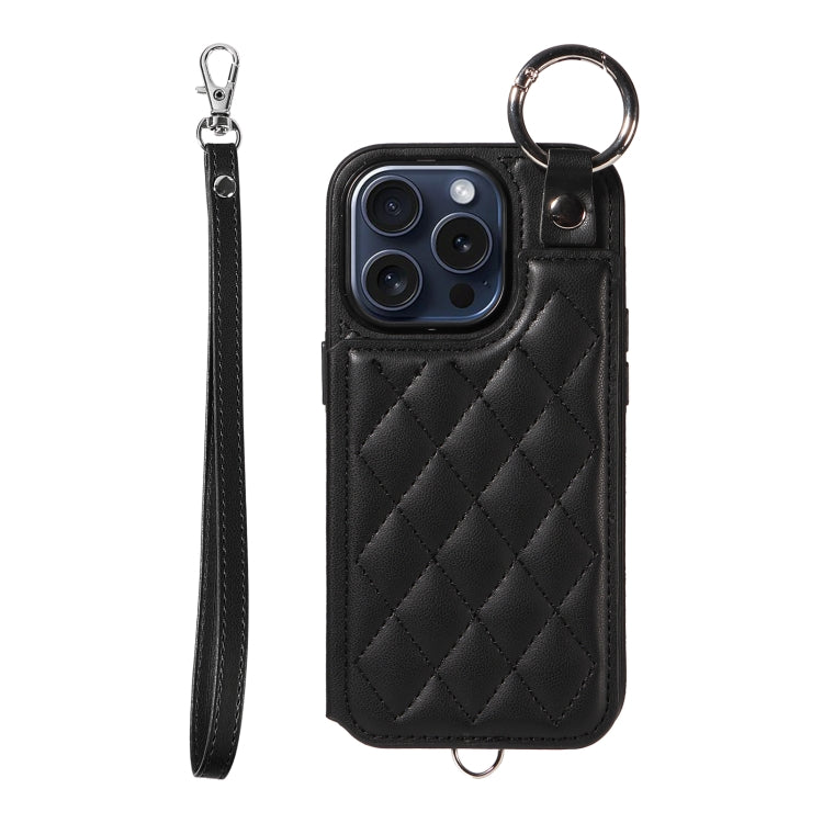 Rhombic Texture Card Bag Phone Case with Short Lanyard, Series 6