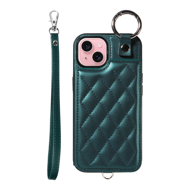 Rhombic Texture Card Bag Phone Case with Short Lanyard, Series 5