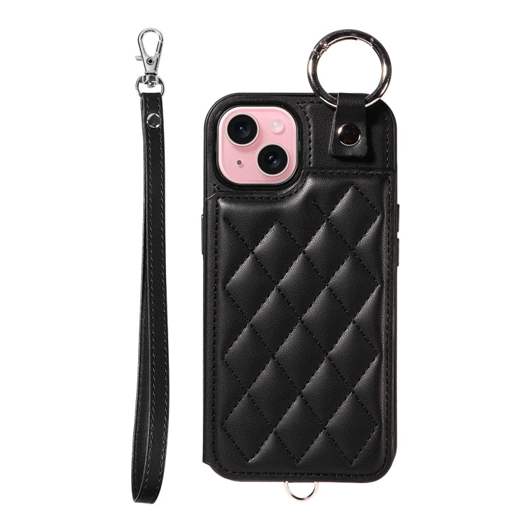 Rhombic Texture Card Bag Phone Case with Short Lanyard, Series 5