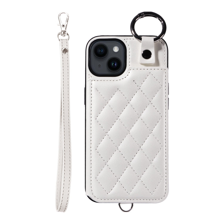 Rhombic Texture Card Bag Phone Case with Short Lanyard, Series 2