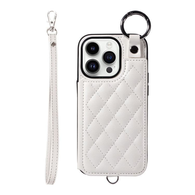 Rhombic Texture Card Bag Phone Case with Short Lanyard, Series 6