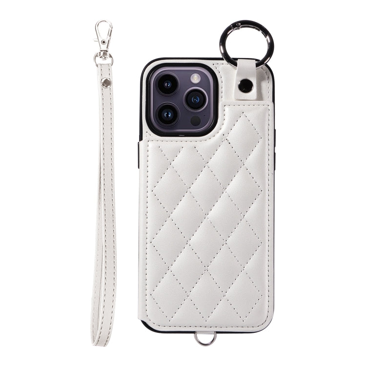 Rhombic Texture Card Bag Phone Case with Short Lanyard, Series 3